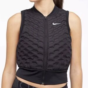 Nike Aeroloft Cropped Down Running Vest Packable Gilet Black Women’s Size XL